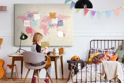 Tablica korkowa z motywem pastelowej malarskiej mapy w plamy