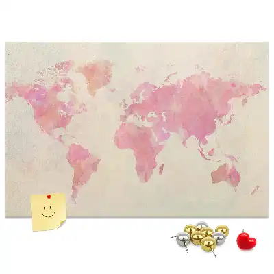 Tablica korkowa z motywem pastelowej malarskiej mapy w plamy