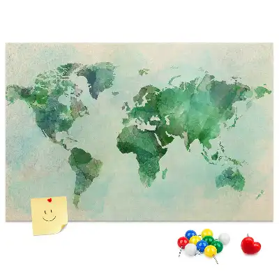 Tablica korkowa ozdobna Akwarela mapa świata
