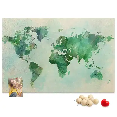 Tablica korkowa ozdobna Akwarela mapa świata