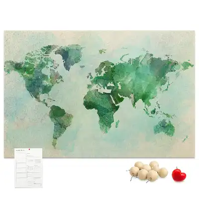 Tablica korkowa ozdobna Akwarela mapa świata