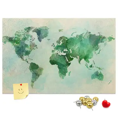 Tablica korkowa ozdobna Akwarela mapa świata