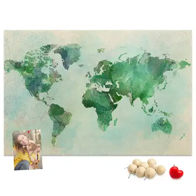 Tablica korkowa ozdobna Akwarela mapa świata