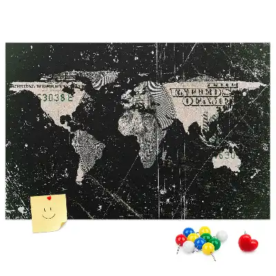 Korkowa tablica Mapa świata dolar