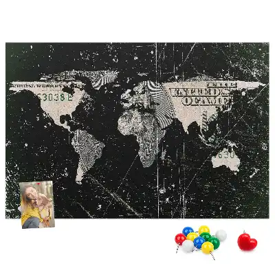 Korkowa tablica Mapa świata dolar