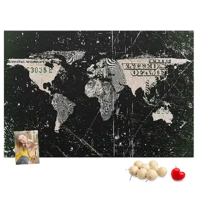 Korkowa tablica Mapa świata dolar