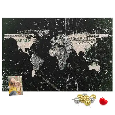 Korkowa tablica Mapa świata dolar