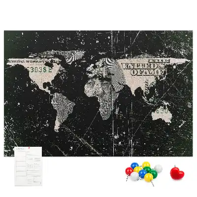 Korkowa tablica Mapa świata dolar