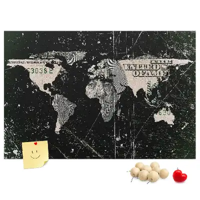 Korkowa tablica Mapa świata dolar