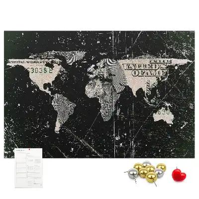 Korkowa tablica Mapa świata dolar
