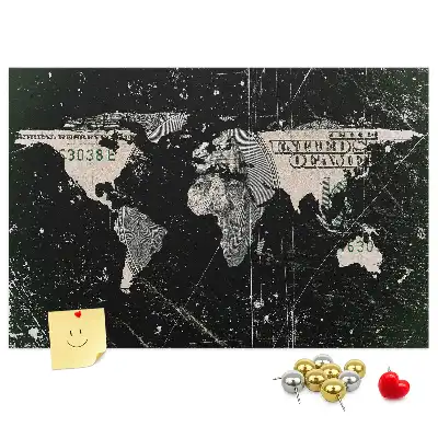 Korkowa tablica Mapa świata dolar