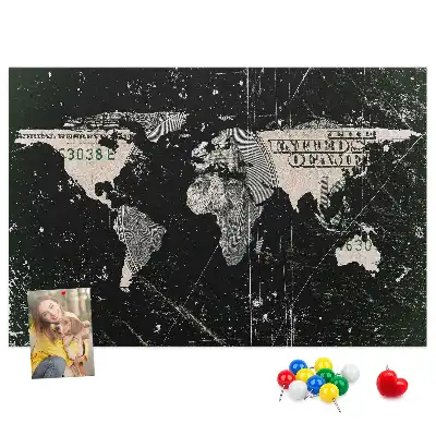 Korkowa tablica Mapa świata dolar