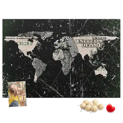 Korkowa tablica Mapa świata dolar