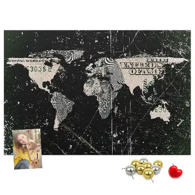 Korkowa tablica Mapa świata dolar