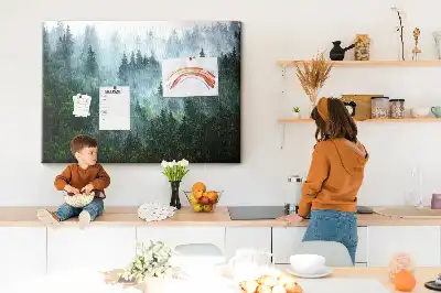 Tablica korkowa dla dzieci Zamglona puszcza iglasta
