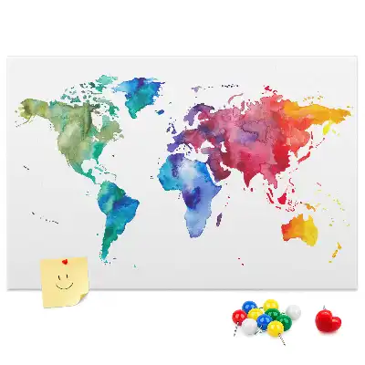 Tablica korkowa ozdobna Akwarel mapa świata