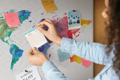 Tablica korkowa ozdobna Akwarel mapa świata