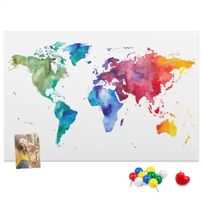 Tablica korkowa ozdobna Akwarel mapa świata
