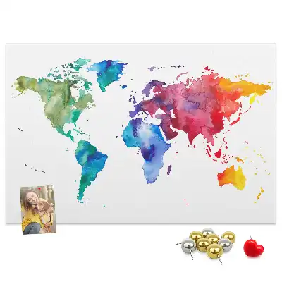 Tablica korkowa ozdobna Akwarel mapa świata