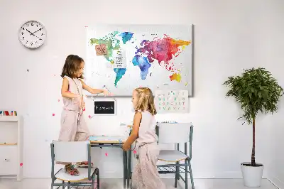 Tablica korkowa ozdobna Akwarel mapa świata