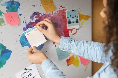 Tablica korkowa ozdobna Akwarel mapa świata