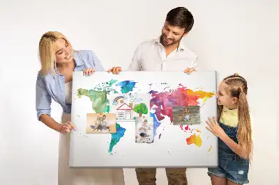 Tablica korkowa ozdobna Akwarel mapa świata