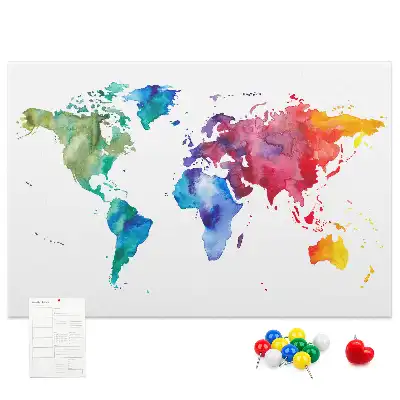 Tablica korkowa ozdobna Akwarel mapa świata