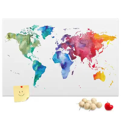 Tablica korkowa ozdobna Akwarel mapa świata