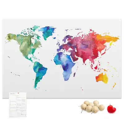 Tablica korkowa ozdobna Akwarel mapa świata