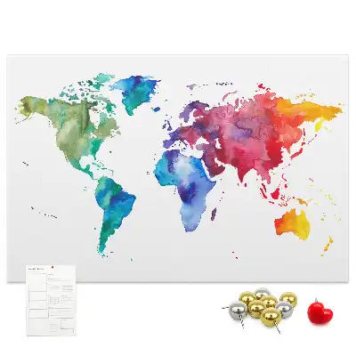 Tablica korkowa ozdobna Akwarel mapa świata