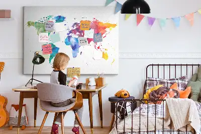 Tablica korkowa ozdobna Akwarel mapa świata