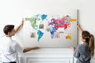 Tablica korkowa ozdobna Akwarel mapa świata