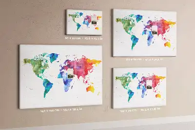 Tablica korkowa ozdobna Akwarel mapa świata