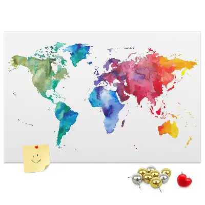 Tablica korkowa ozdobna Akwarel mapa świata