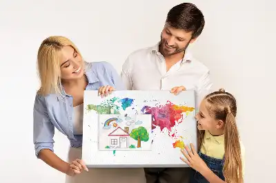 Tablica korkowa ozdobna Akwarel mapa świata