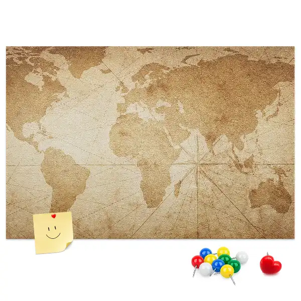 Tablica korkowa Mapa świata vintage