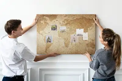 Tablica korkowa Mapa świata vintage