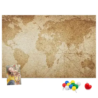 Tablica korkowa Mapa świata vintage