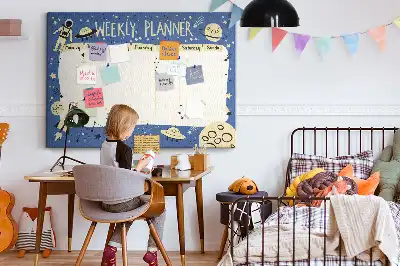 Ozdobna tablica korkowa z planerem tygodniowym Kosmos