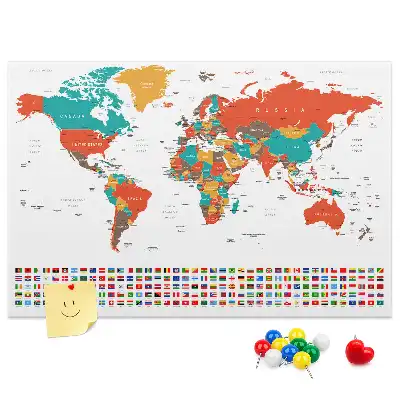 Korkowa tablica Kolorowa mapa świata