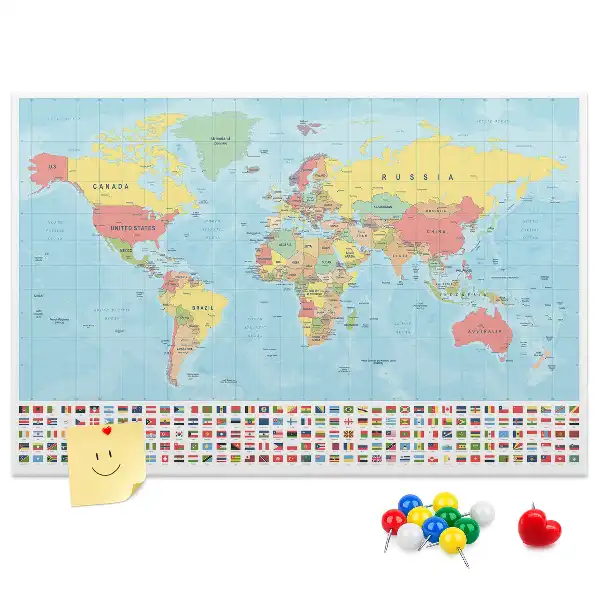 Tablica korkowa ozdobna Geografia mapa świata
