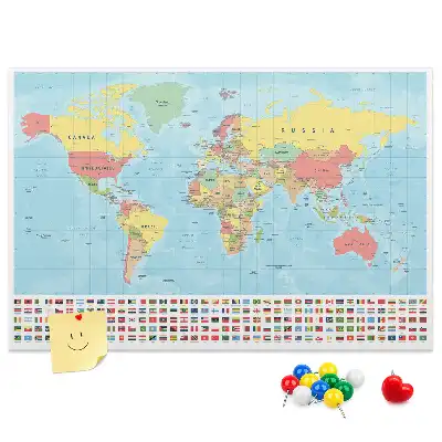 Tablica korkowa ozdobna Geografia mapa świata