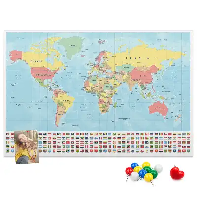 Tablica korkowa ozdobna Geografia mapa świata