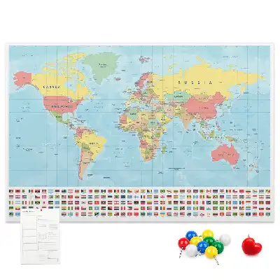 Tablica korkowa ozdobna Geografia mapa świata
