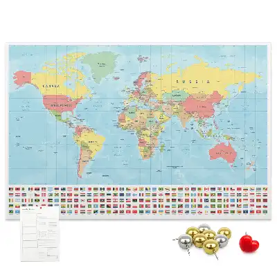 Tablica korkowa ozdobna Geografia mapa świata
