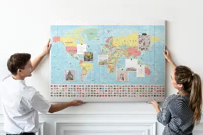 Tablica korkowa ozdobna Geografia mapa świata