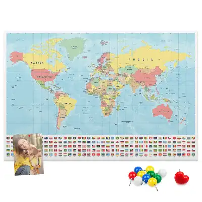 Tablica korkowa ozdobna Geografia mapa świata