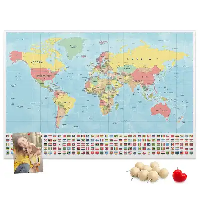 Tablica korkowa ozdobna Geografia mapa świata