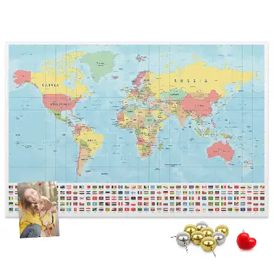 Tablica korkowa ozdobna Geografia mapa świata