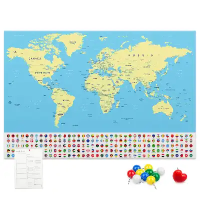 Klasyczna mapa świata na tablicy korkowej